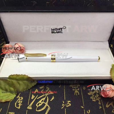 Perfect Replica Mont Blanc Writers Edition High quality Rollerball Pens White & Gold